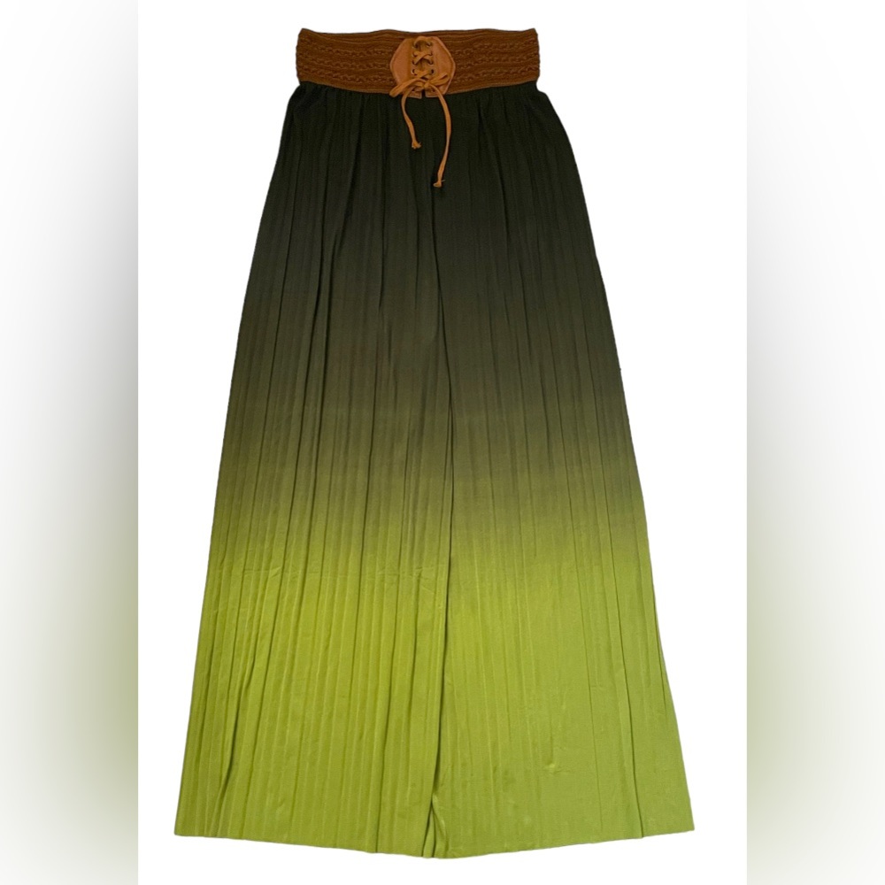 Gradient Greens Boho Palazzo Pants